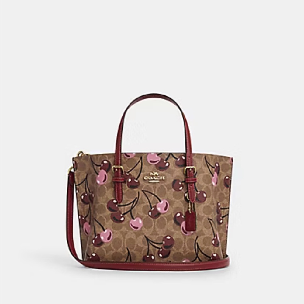 Coach Cherry Print Brown and Red Tote Bag